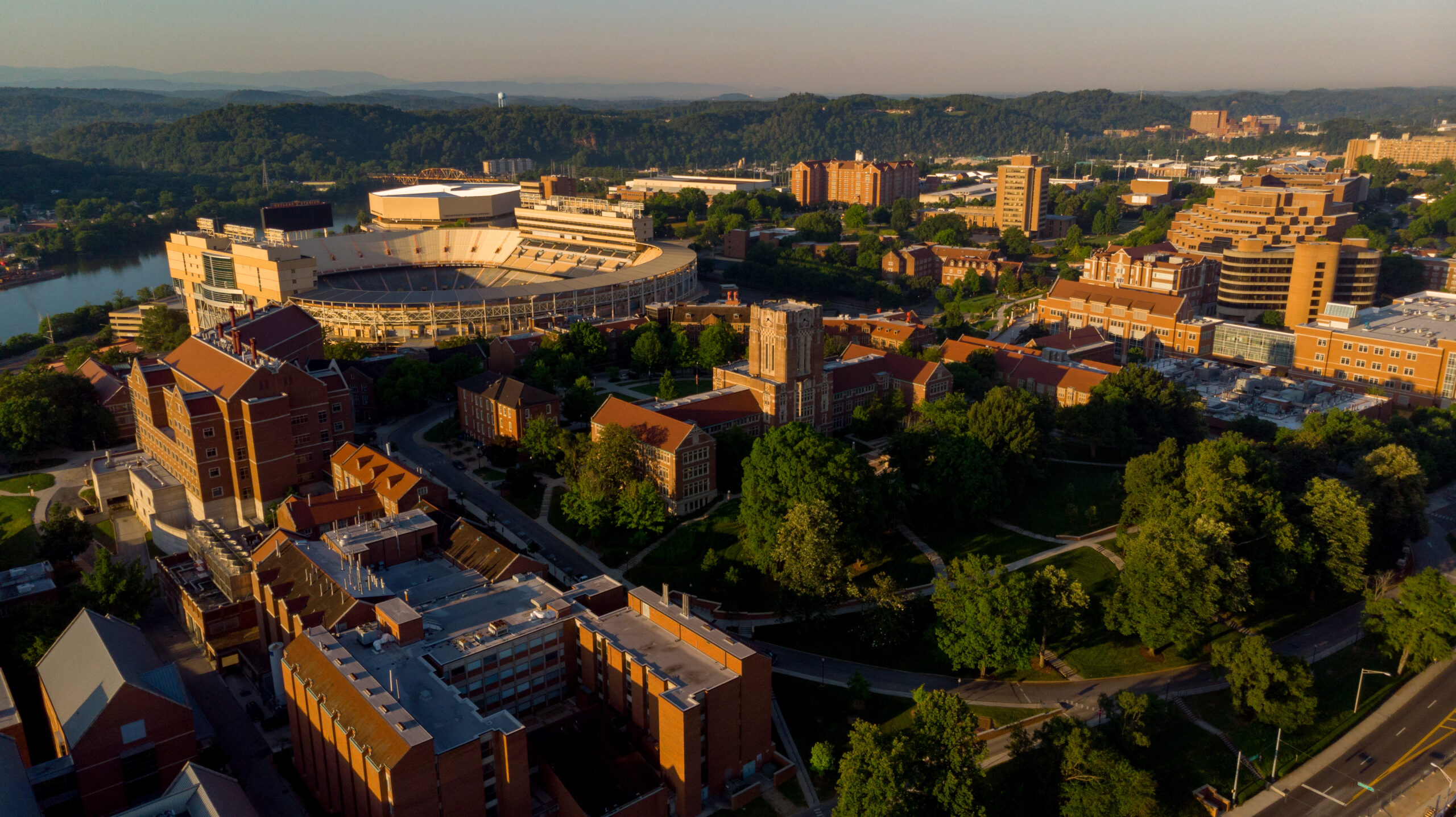 Tennessee University in Knoxville with admin building and stadium