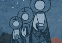 Hand drawn illustration or drawing of the three biblical wise men